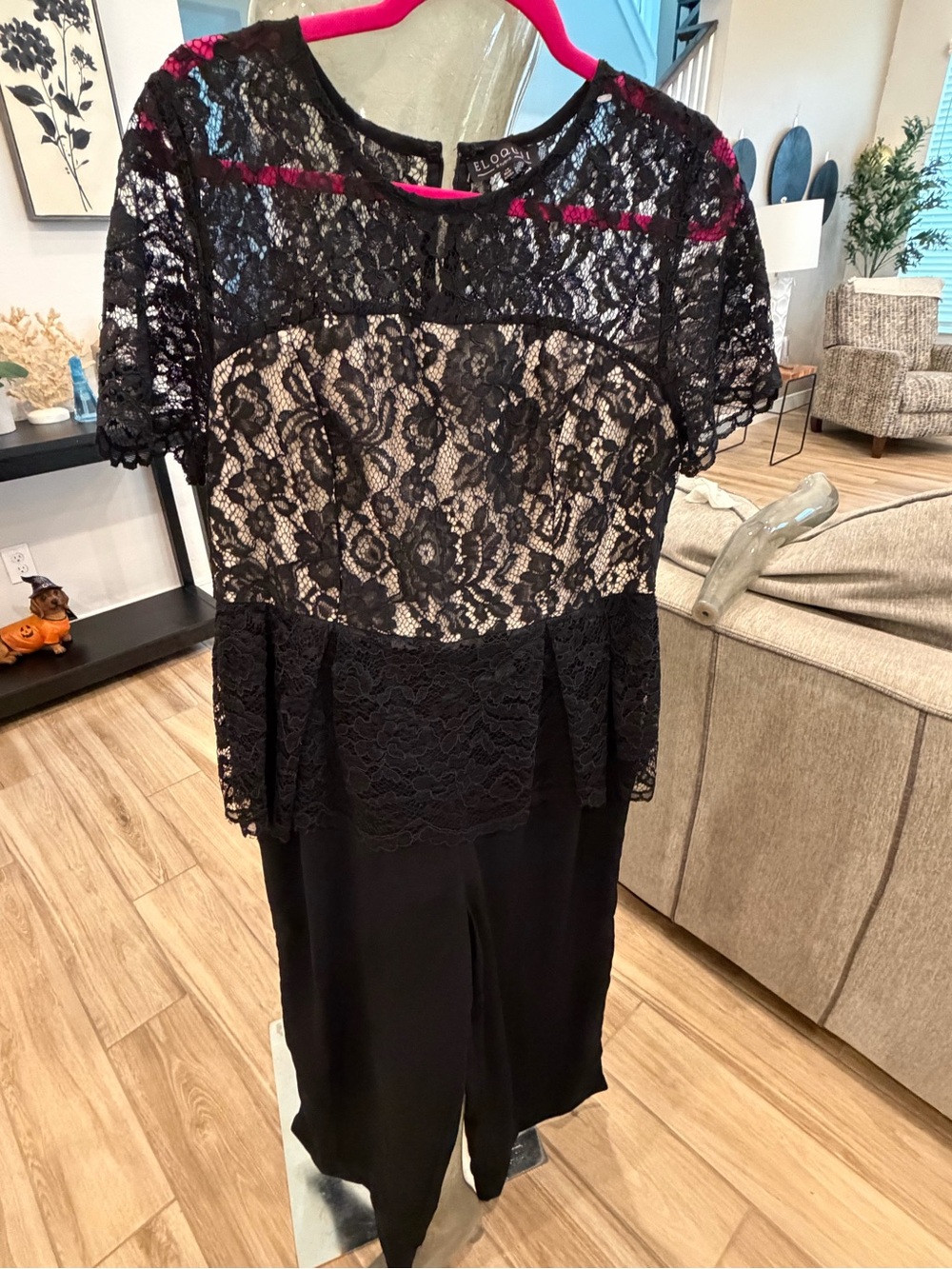 ELOQUII Black Lace Jumpsuit